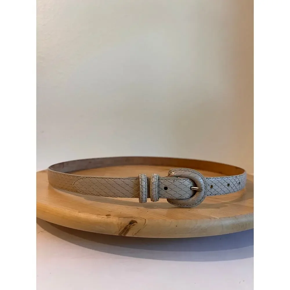 Cream Vintage 90s Casual Corner Made in Italy Snake Skin Belt Size Large